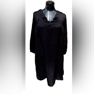 Entro Black Scallops Neck Line Long Sleeve Mini Dress New Size Small